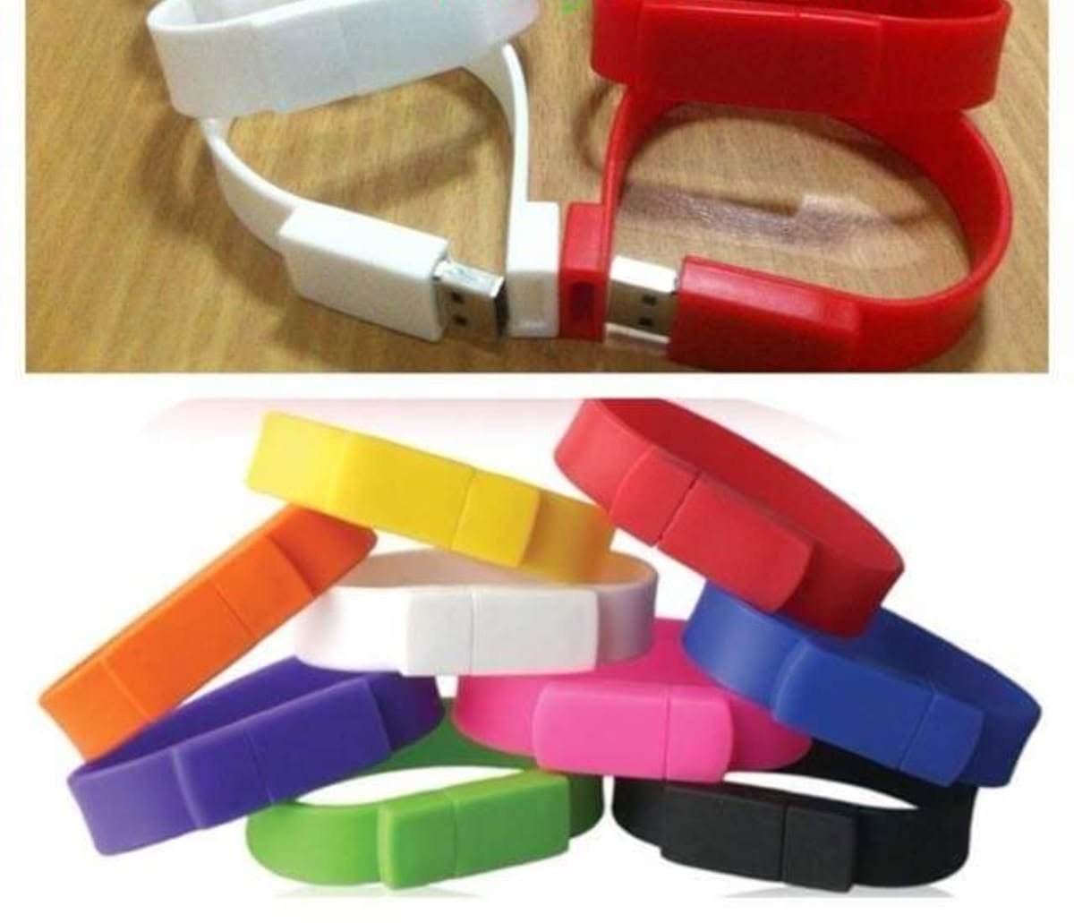 ตัวอย่างแฟลชไดรฟ์ USB รูปแบบสายรัดข้อมือหลายสี สำหรับพิจารณาเป็นของที่ระลึกกิจกรรมองค์กร