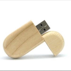 แฟลชไดร์ฟ USB ไม้และไม้ไผ่ ทรงมน พร้อมสกรีนโลโก้และแกะสลักเลเซอร์