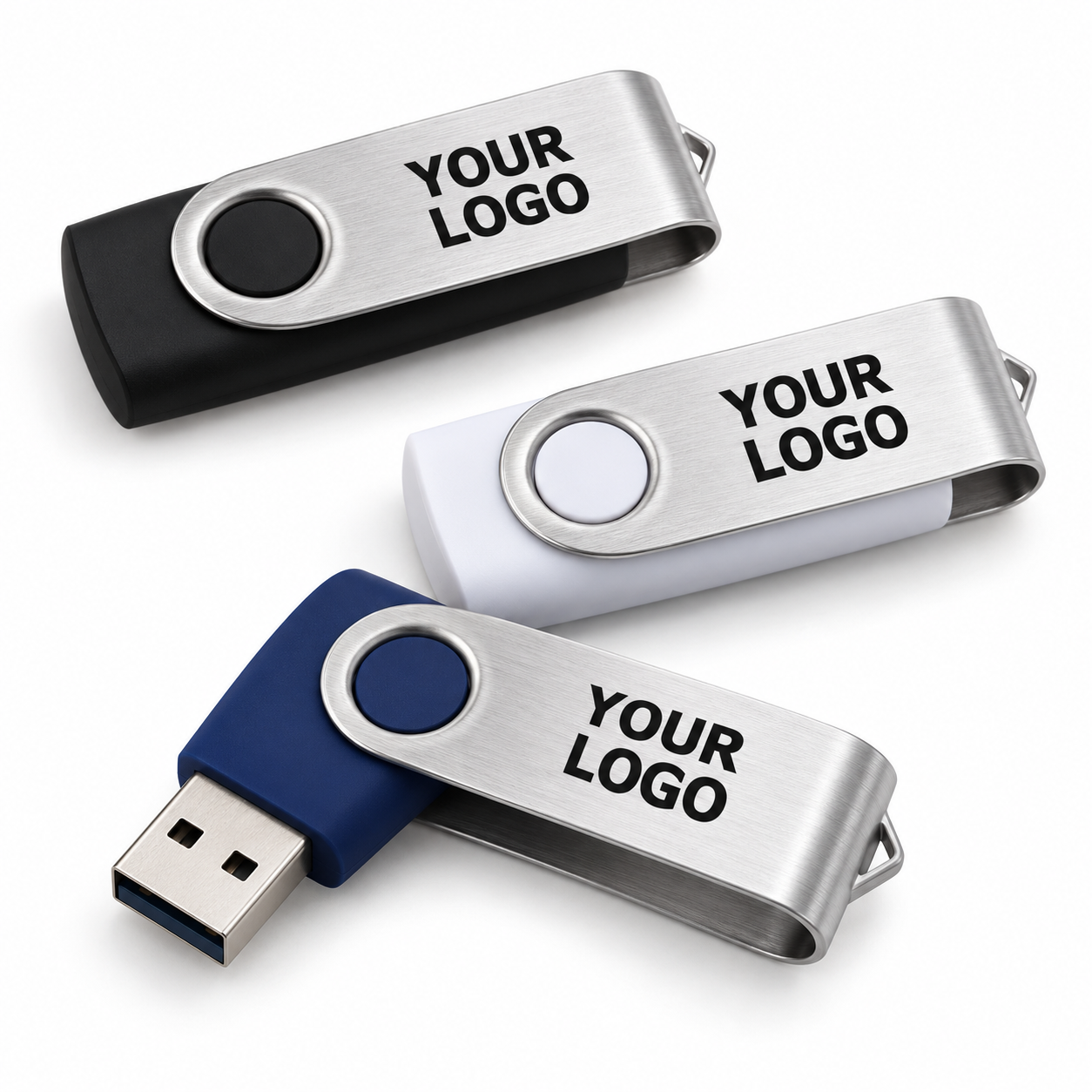 แฟลชไดรฟ์ USB แบบหมุนสำหรับสกรีนโลโก้และจัดทำของพรีเมียมองค์กร